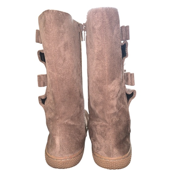 Livie and Luca Neve Taupe Microfiber Tall Boots Bow Accent Girls Zip Size 6 - Picture 3 of 6